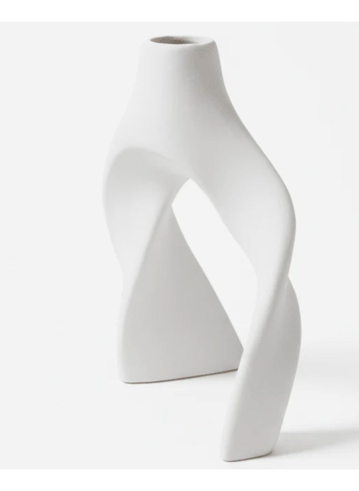 AKDC Luxury Statement Ceramic Decorative Vase – White Sculpted Artistic Design for Modern Interiors, 18 × 15 cm - Image 2